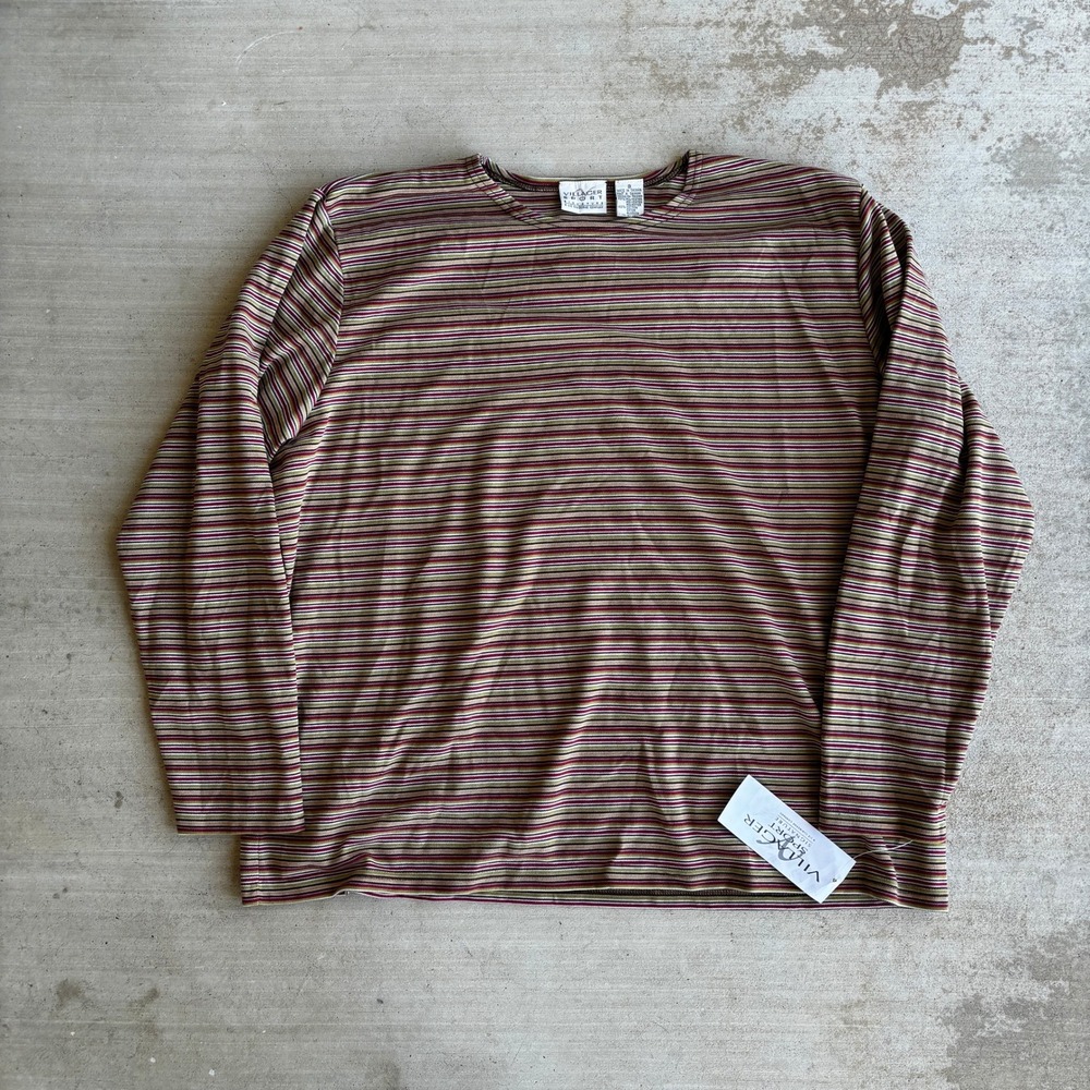 NWT Villager Sport Liz Clairborne Striped Long Sleeve Shirt Size 3 VTG Y2K Color